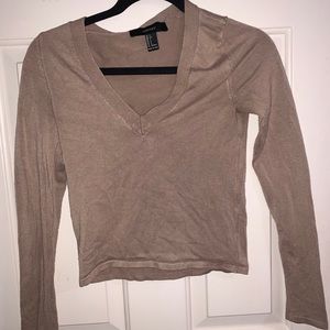 Brown v neck shirt